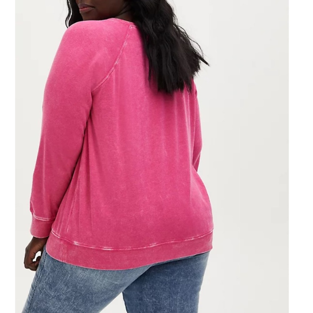 Torrid 00x Neon Pink Lace-Up Tunic Sweatshirt NWT - Picture 4 of 8